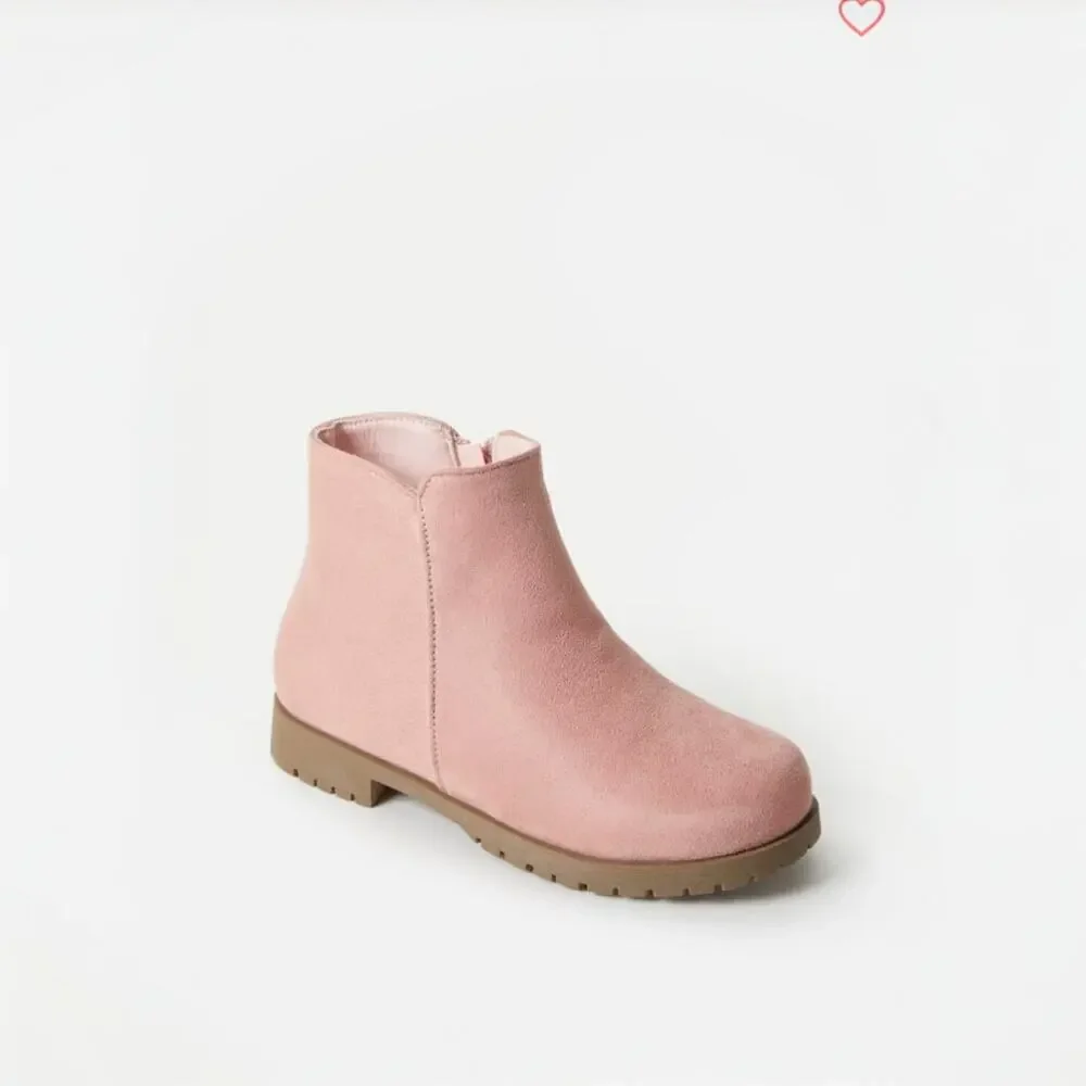 FabKids Chalk Pink Suede Side Zip Booties Girls Size 2